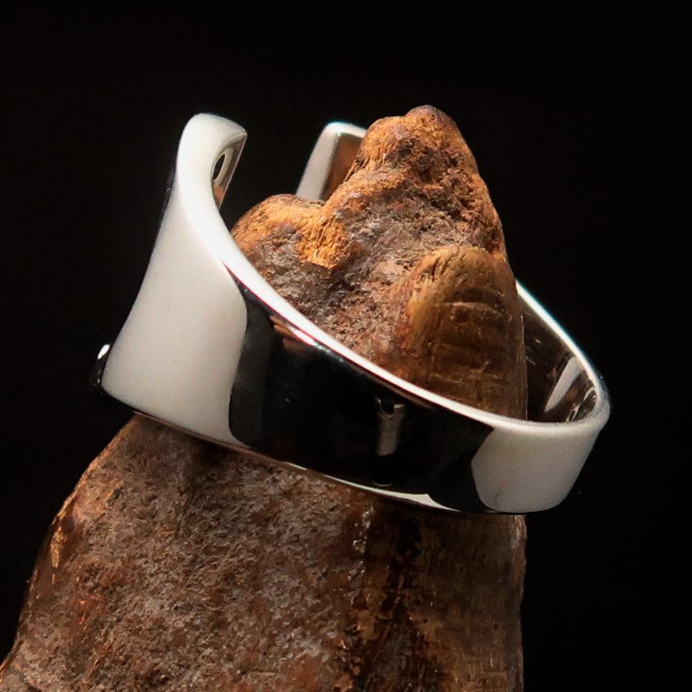 Men's Greek lower case Letter Initial Ring Mu - Sterling Silver - BikeRing4u