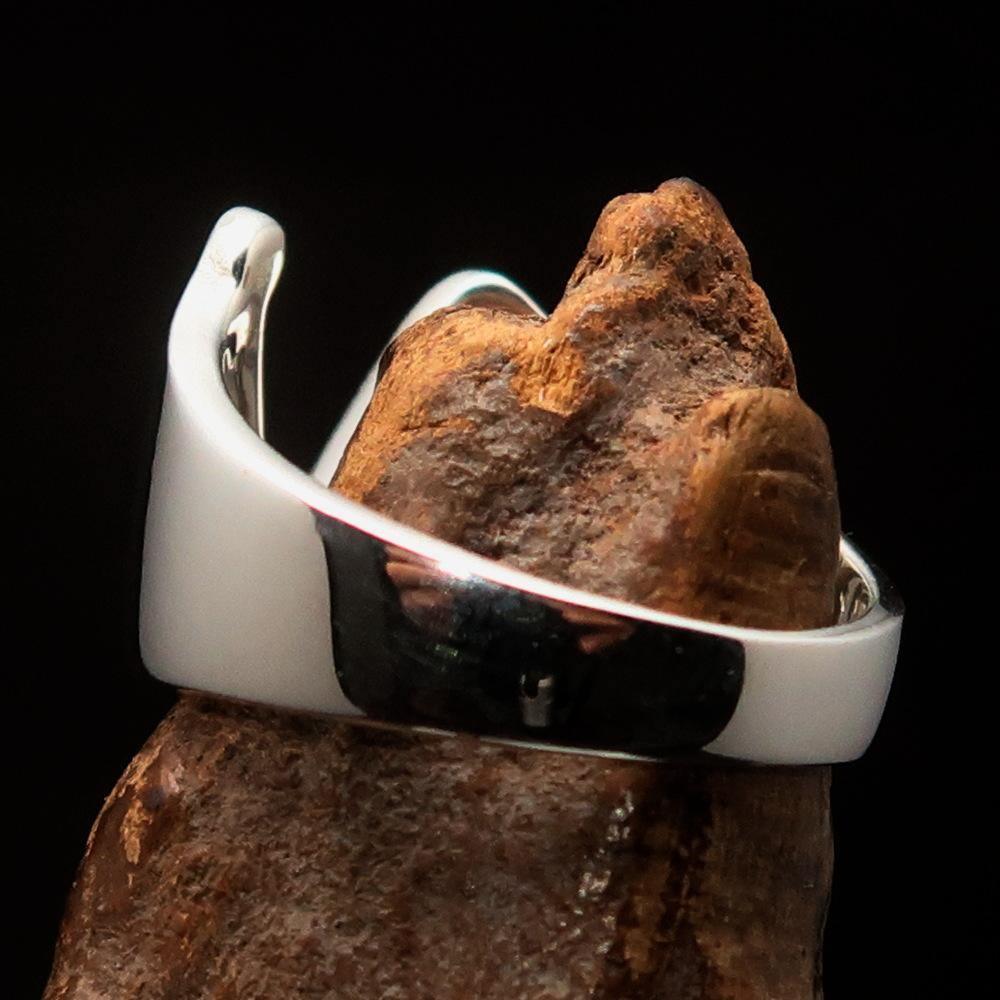 Men's Greek lower case Letter Initial Ring Nu - Sterling Silver - BikeRing4u