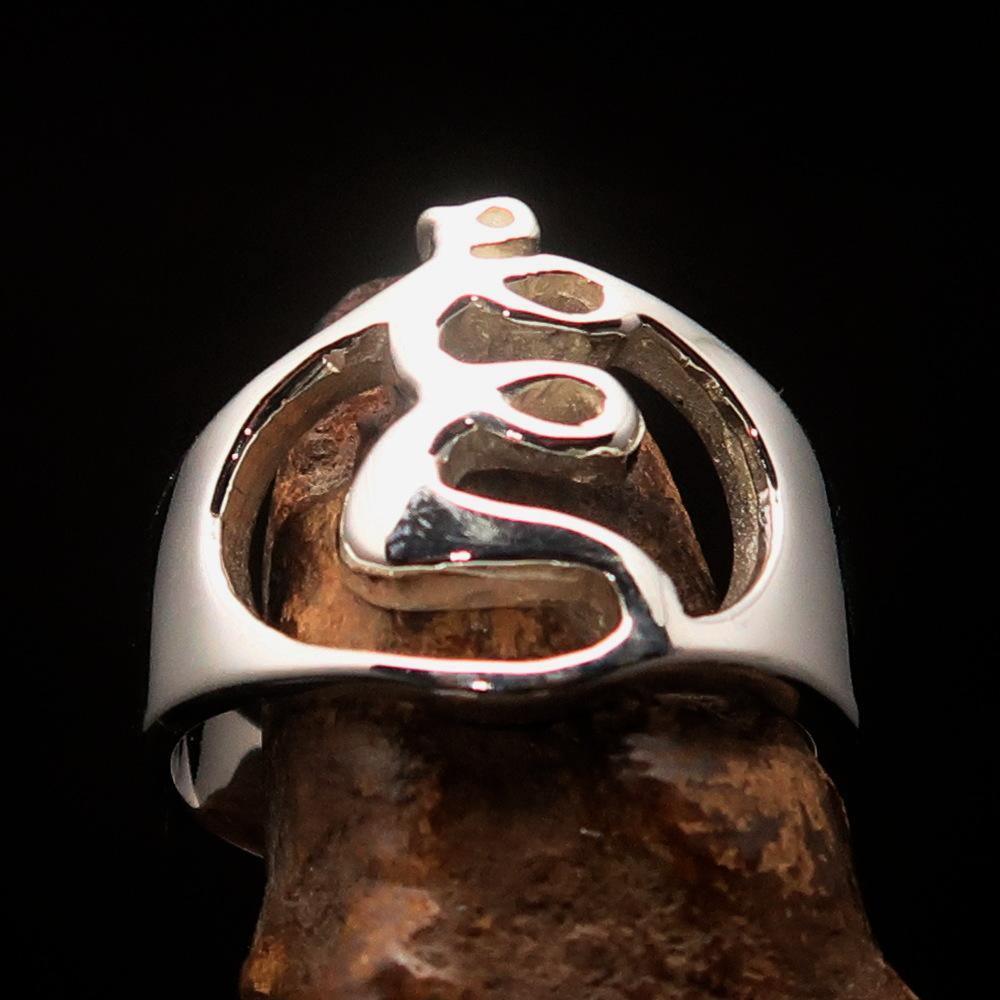 Men's Greek lower case Letter Initial Ring Xi - Sterling Silver - BikeRing4u