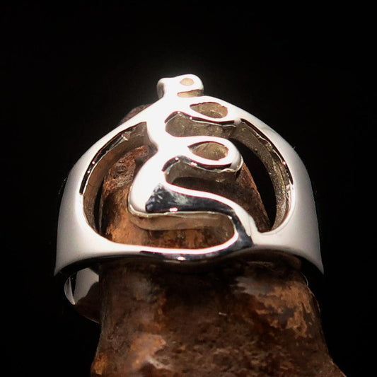 Men's Greek lower case Letter Initial Ring Xi - Sterling Silver - BikeRing4u