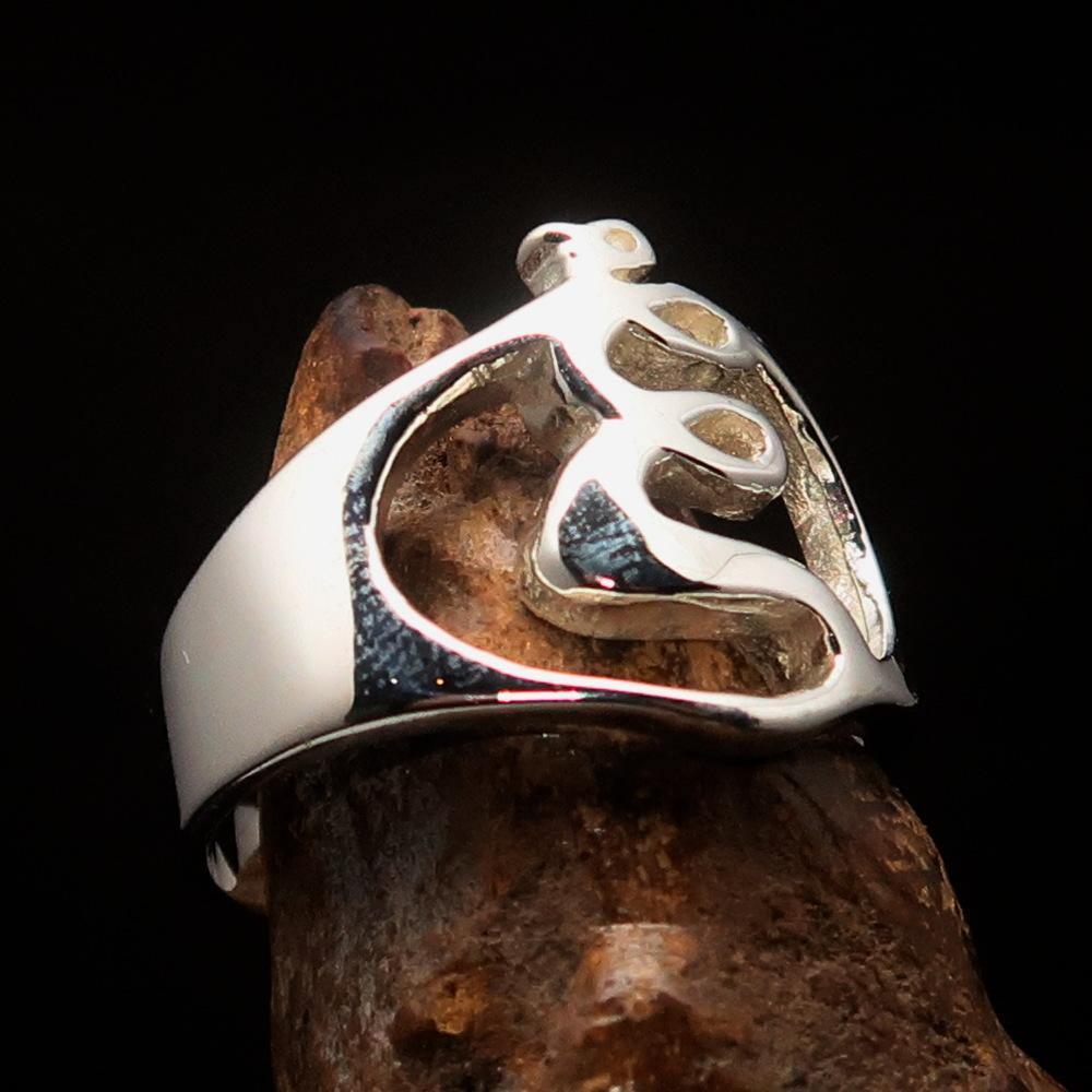 Men's Greek lower case Letter Initial Ring Xi - Sterling Silver - BikeRing4u