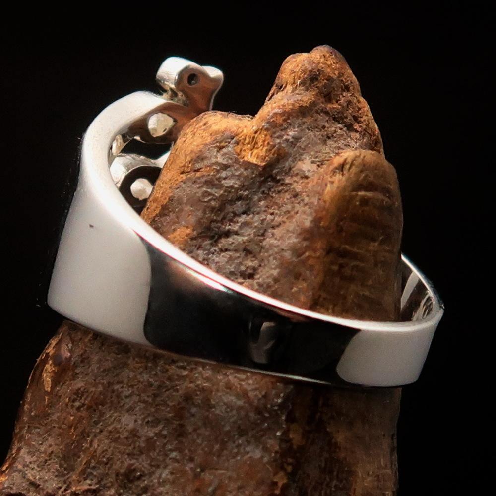Men's Greek lower case Letter Initial Ring Xi - Sterling Silver - BikeRing4u