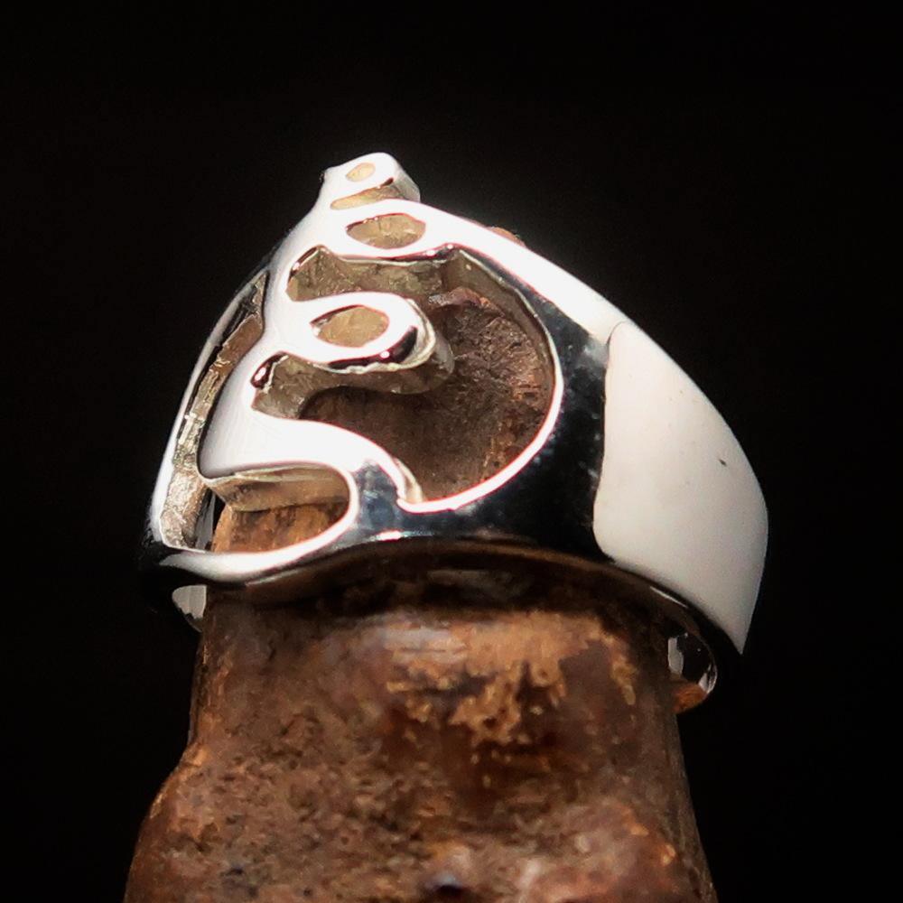 Men's Greek lower case Letter Initial Ring Xi - Sterling Silver - BikeRing4u