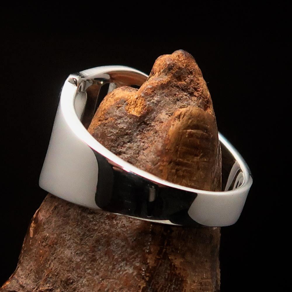 Men's Greek lower case Letter Initial Ring Pi - Sterling Silver - BikeRing4u