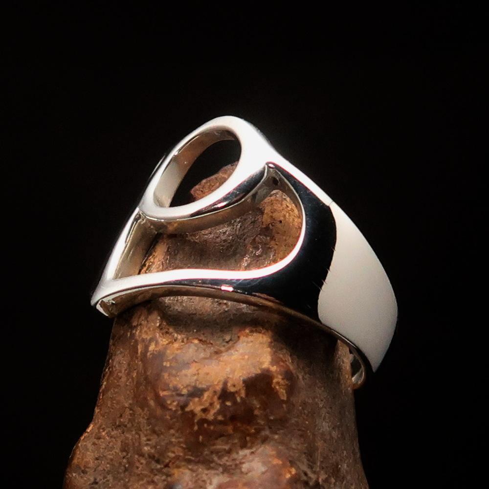 Men's Greek lower case Letter Initial Ring Rho - Sterling Silver - BikeRing4u