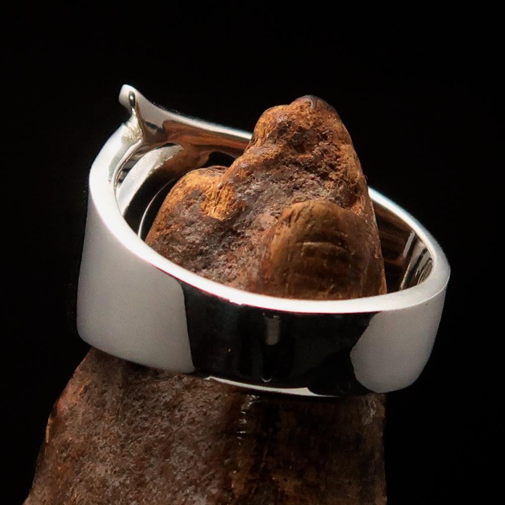 Men's Greek lower case Letter Initial Ring Sigma - Sterling Silver - BikeRing4u