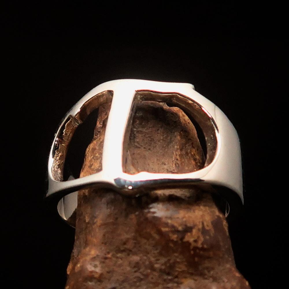 Men's Greek lower case Letter Initial Ring Tau - Sterling Silver - BikeRing4u