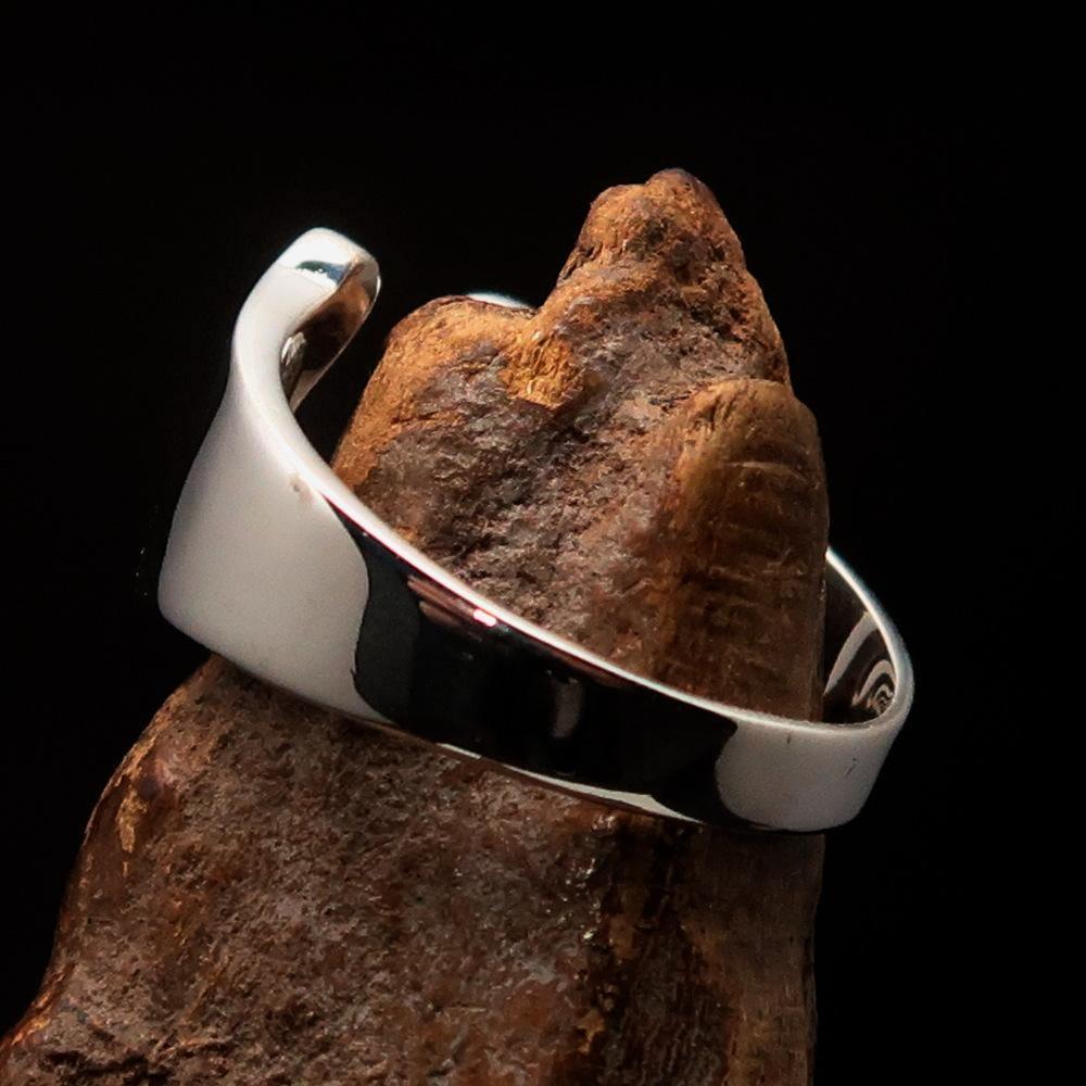 Men's Greek lower case Letter Initial Ring Upsilon - Sterling Silver - BikeRing4u