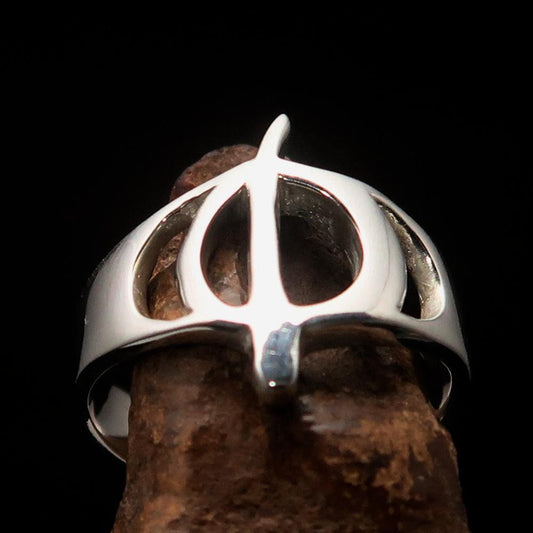 Men's Greek lower case Letter Initial Ring Phi - Sterling Silver - BikeRing4u