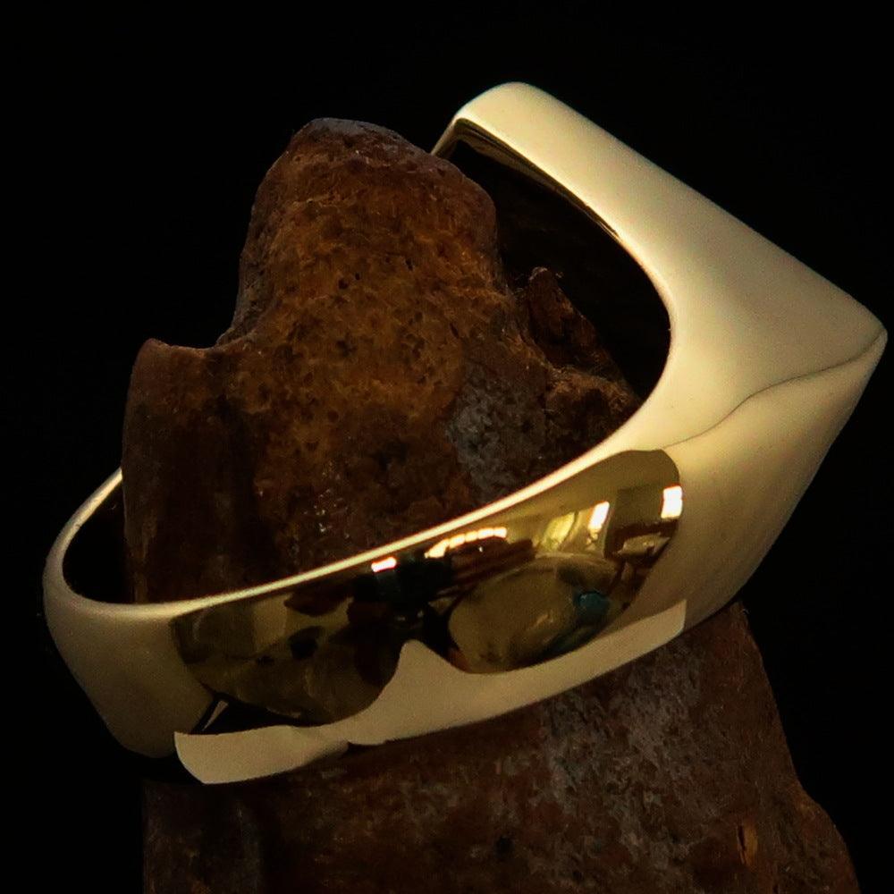 Excellent crafted Men's green Fleur de Lis Cross Ring - solid Brass - BikeRing4u