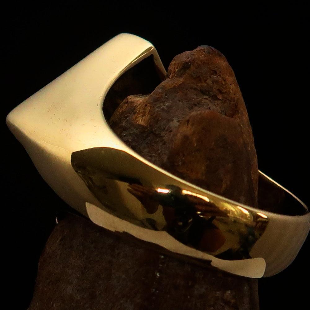 Excellent crafted Men's green Fleur de Lis Cross Ring - solid Brass - BikeRing4u