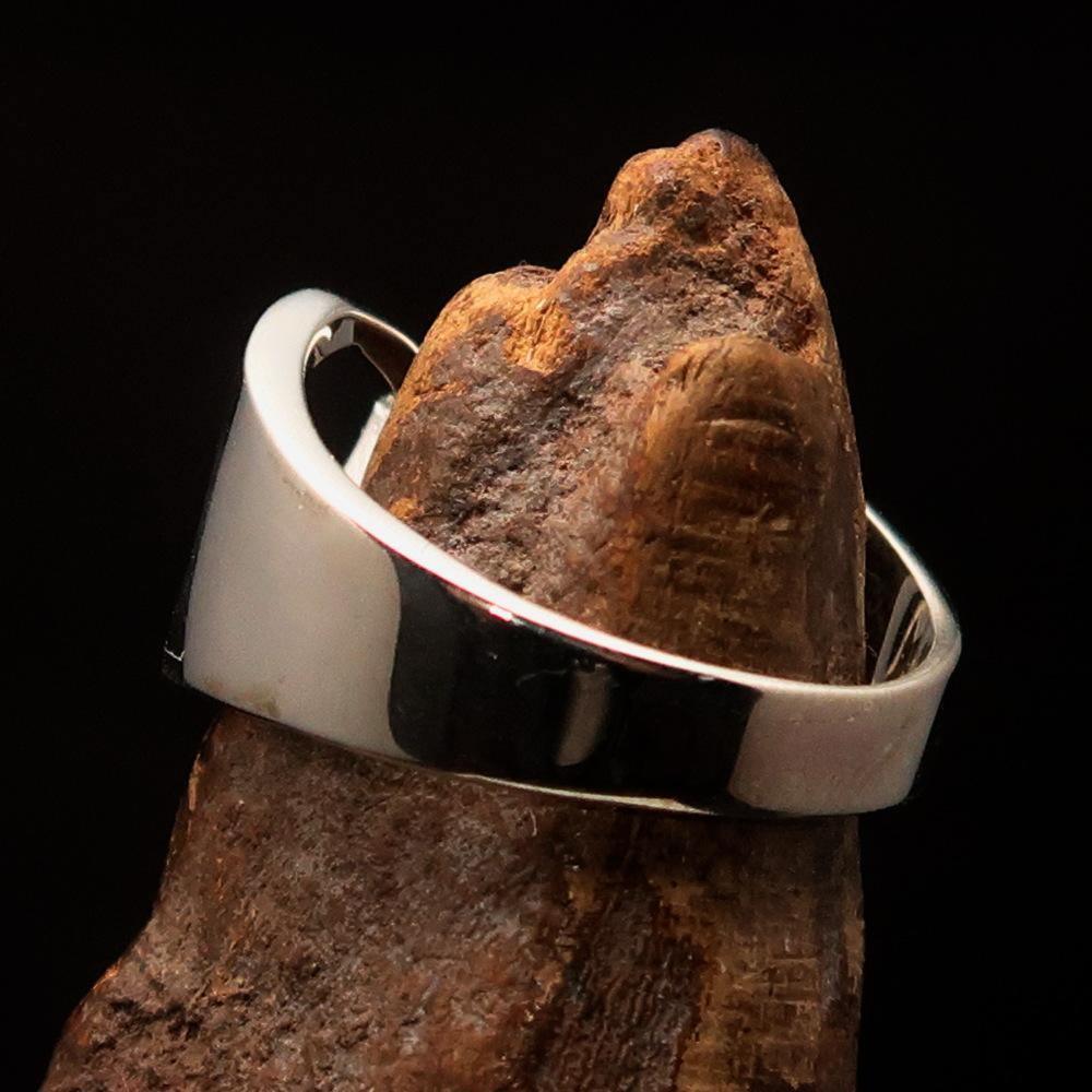 Men's Greek lower case Letter Initial Ring Chi - Sterling Silver - BikeRing4u
