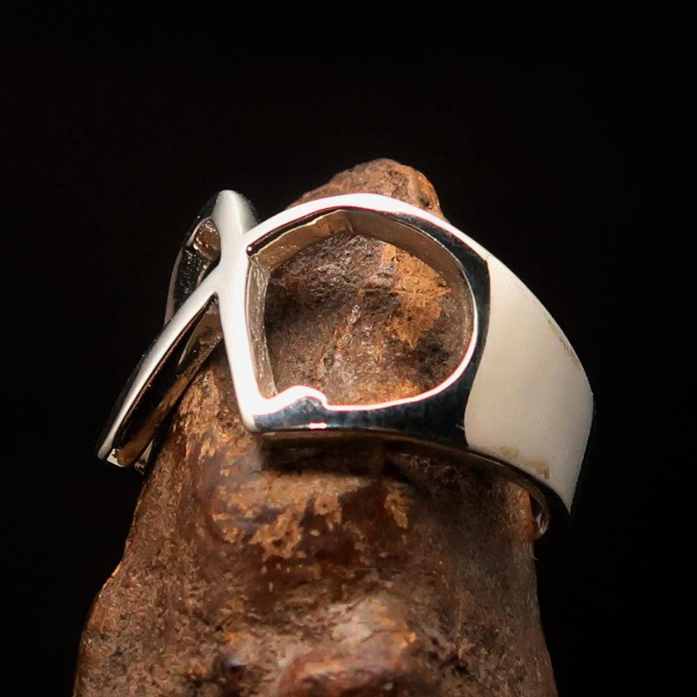 Men's Greek lower case Letter Initial Ring Chi - Sterling Silver - BikeRing4u