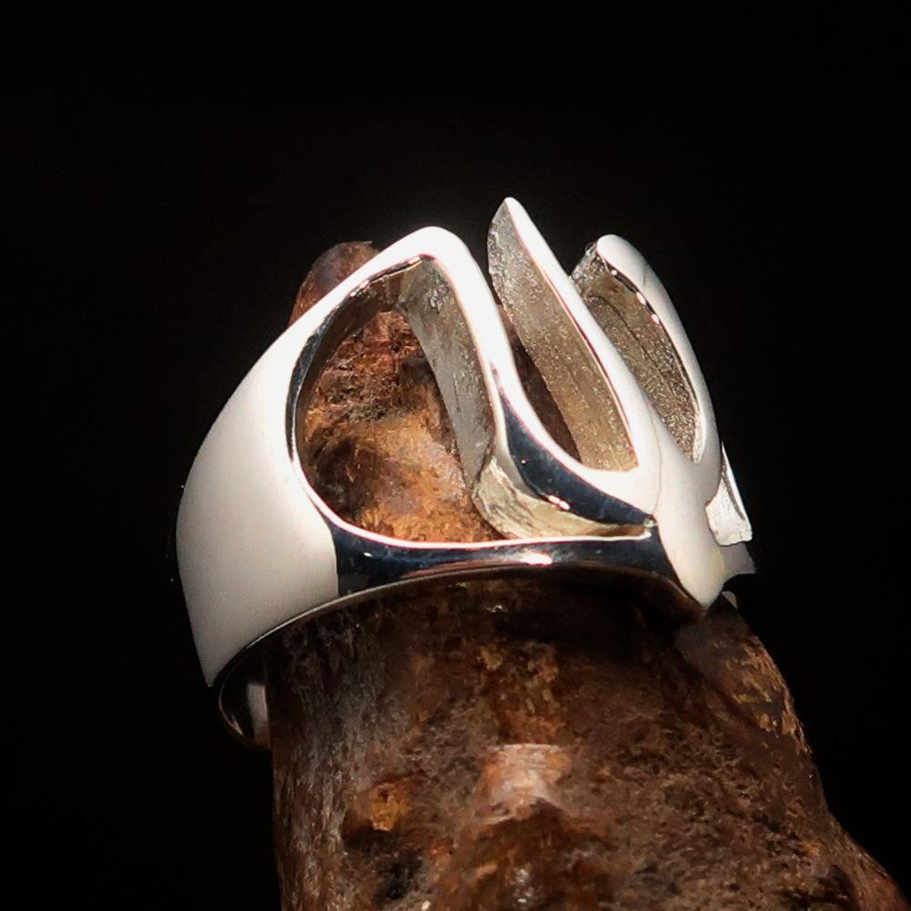 Men's Greek lower case Letter Initial Ring Psi - Sterling Silver - BikeRing4u