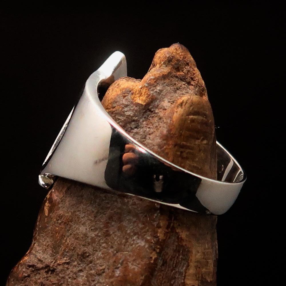 Men's Greek upper case Capital Letter Initial Ring Alpha - Sterling Silver - BikeRing4u