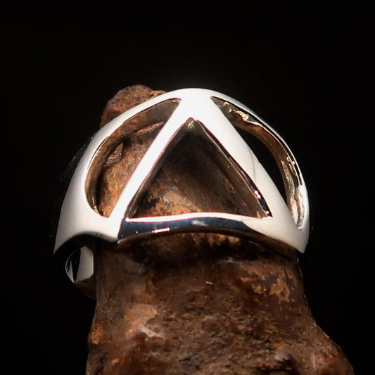 Men's Greek upper case Capital Letter Initial Ring Delta - Sterling Silver - BikeRing4u