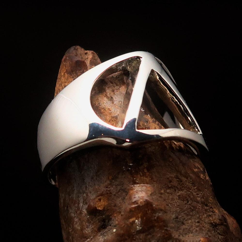 Men's Greek upper case Capital Letter Initial Ring Delta - Sterling Silver - BikeRing4u