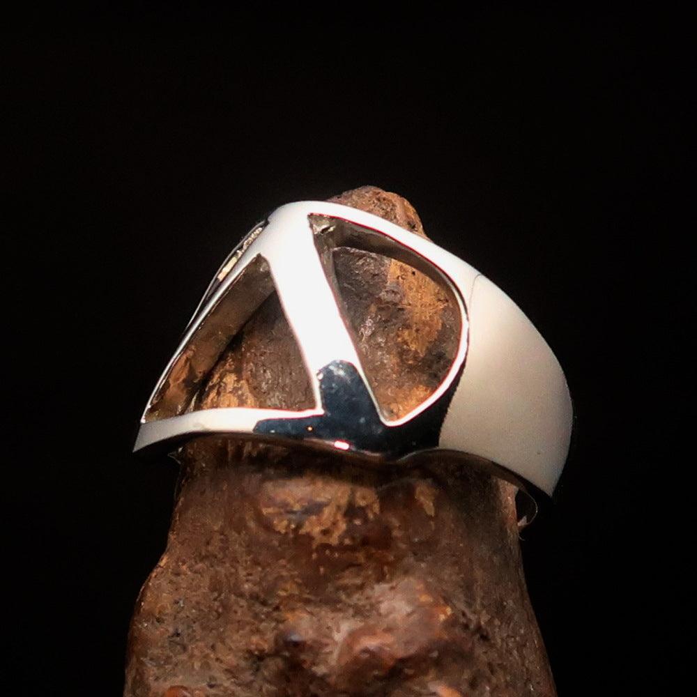 Men's Greek upper case Capital Letter Initial Ring Delta - Sterling Silver - BikeRing4u
