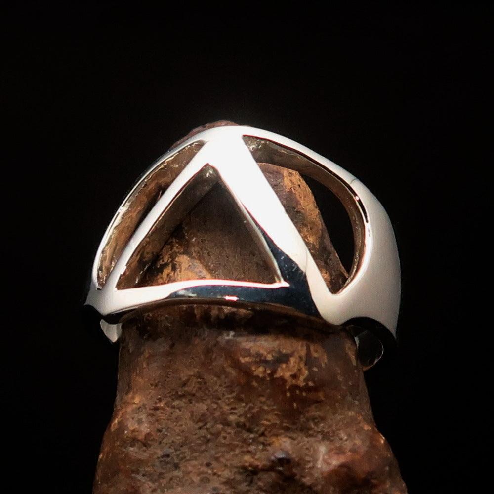 Men's Greek upper case Capital Letter Initial Ring Delta - Sterling Silver - BikeRing4u