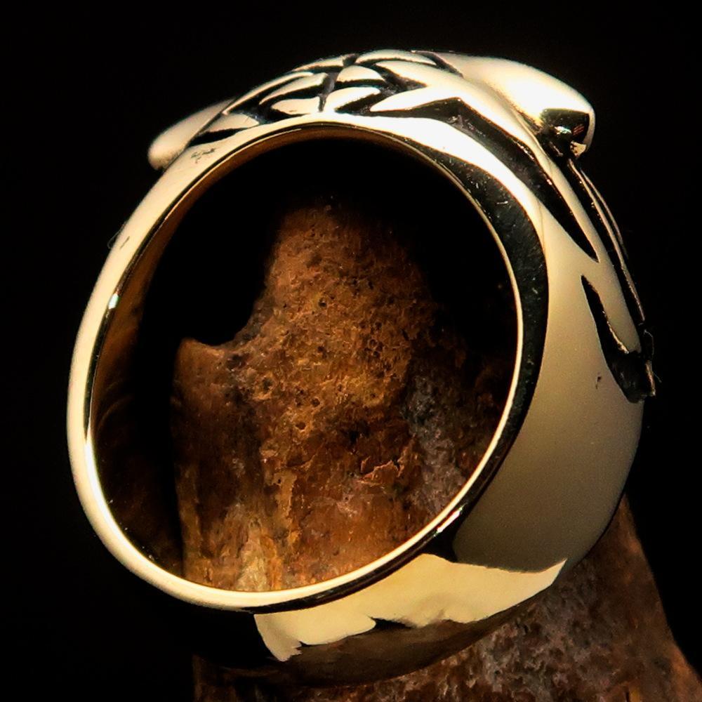 Excellent crafted Men's Animal Ring Male Tiger Antiqued - Brass - BikeRing4u