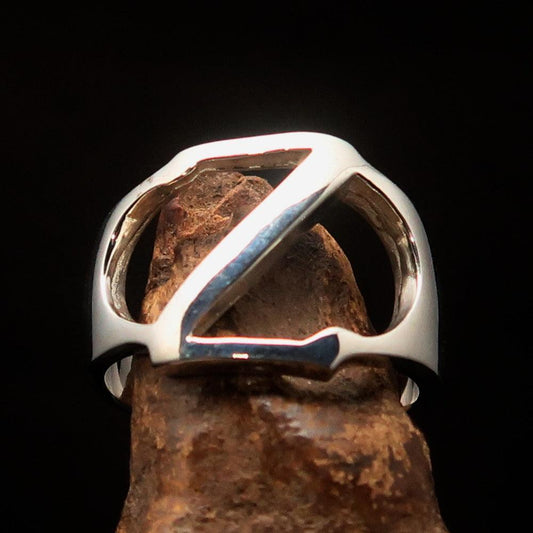Men's Greek upper case Capital Letter Initial Ring Zeta - Sterling Silver - BikeRing4u