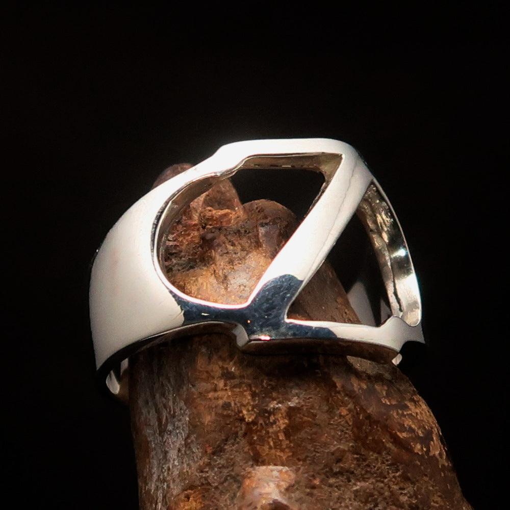 Men's Greek upper case Capital Letter Initial Ring Zeta - Sterling Silver - BikeRing4u