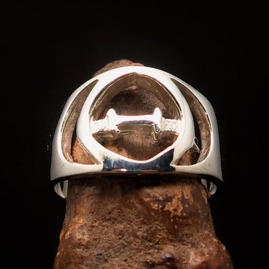 Men's Greek upper case Capital Letter Initial Ring Theta - Sterling Silver - BikeRing4u