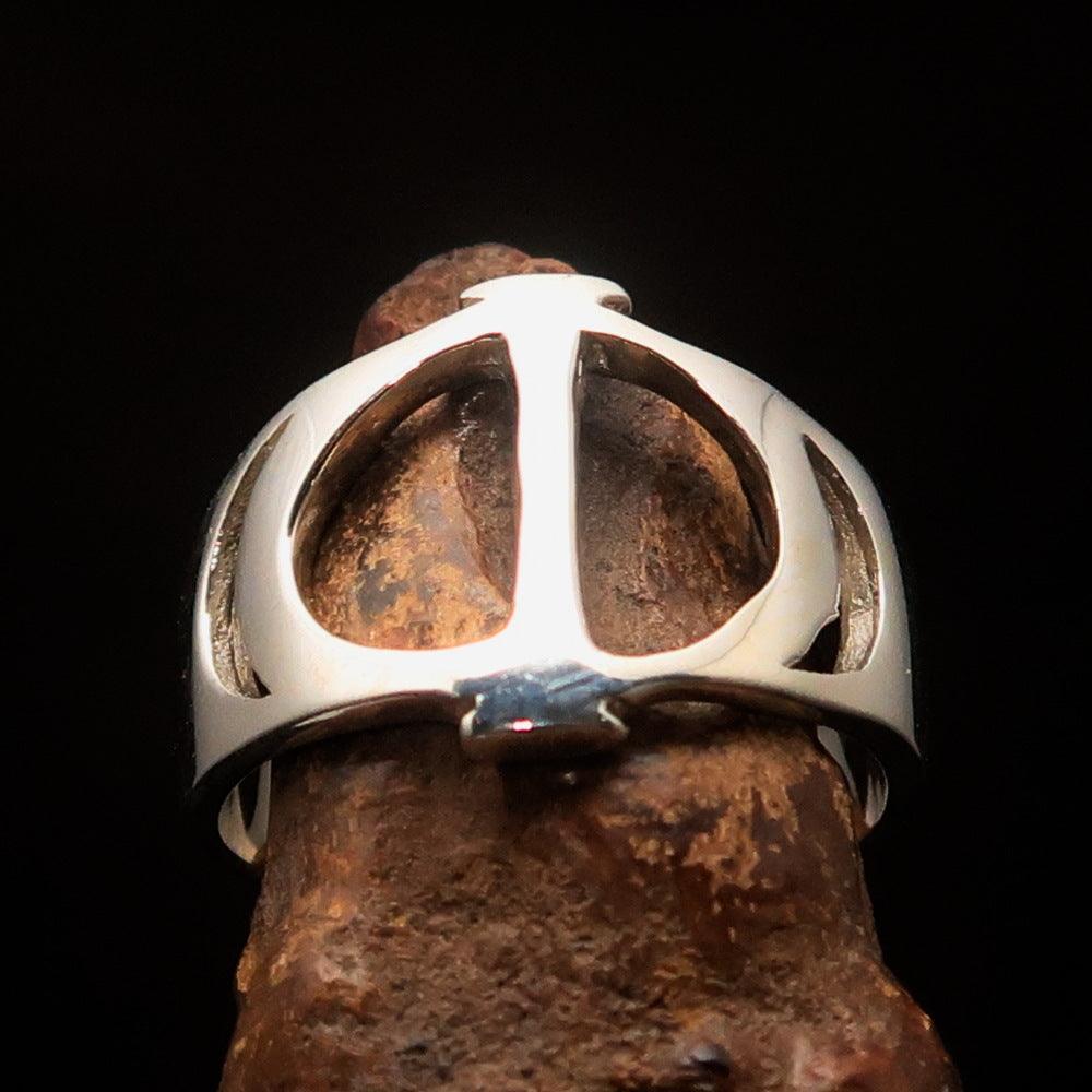 Men's Greek upper case Capital Letter Initial Ring Iota - Sterling Silver - BikeRing4u