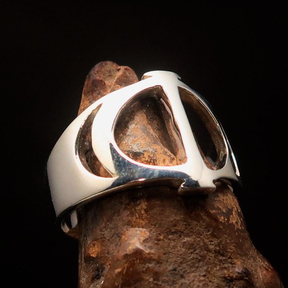 Men's Greek upper case Capital Letter Initial Ring Iota - Sterling Silver - BikeRing4u