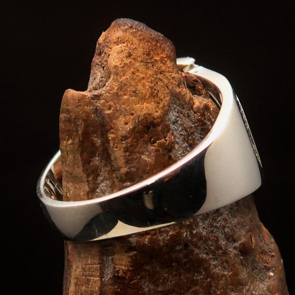 Men's Greek upper case Capital Letter Initial Ring Iota - Sterling Silver - BikeRing4u