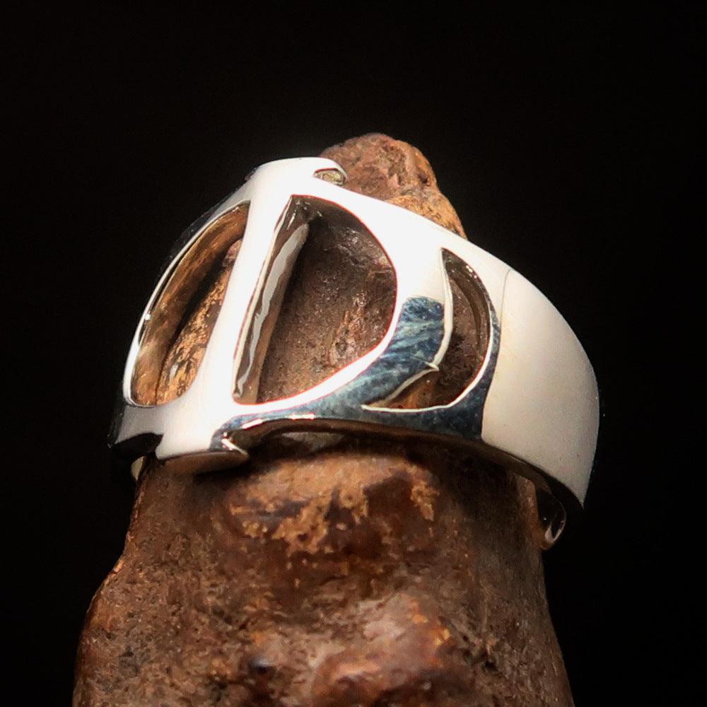 Men's Greek upper case Capital Letter Initial Ring Iota - Sterling Silver - BikeRing4u