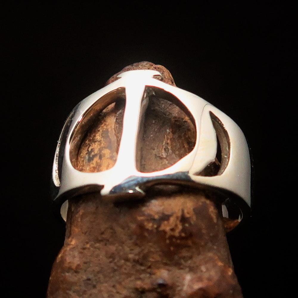 Men's Greek upper case Capital Letter Initial Ring Iota - Sterling Silver - BikeRing4u