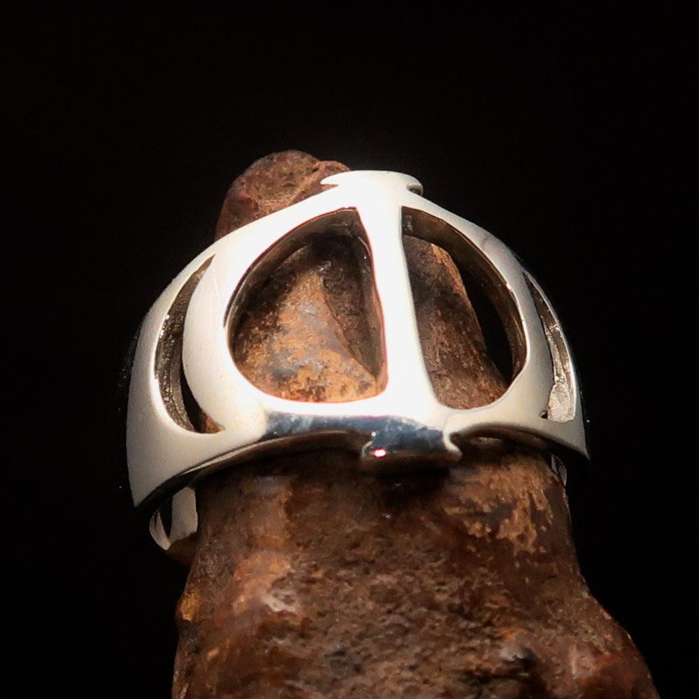 Men's Greek upper case Capital Letter Initial Ring Iota - Sterling Silver - BikeRing4u