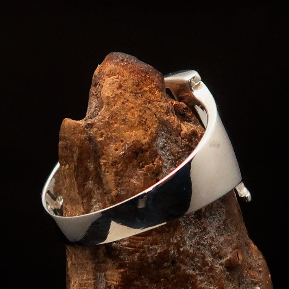 Men's Greek upper case Capital Letter Initial Ring Kappa - Sterling Silver - BikeRing4u