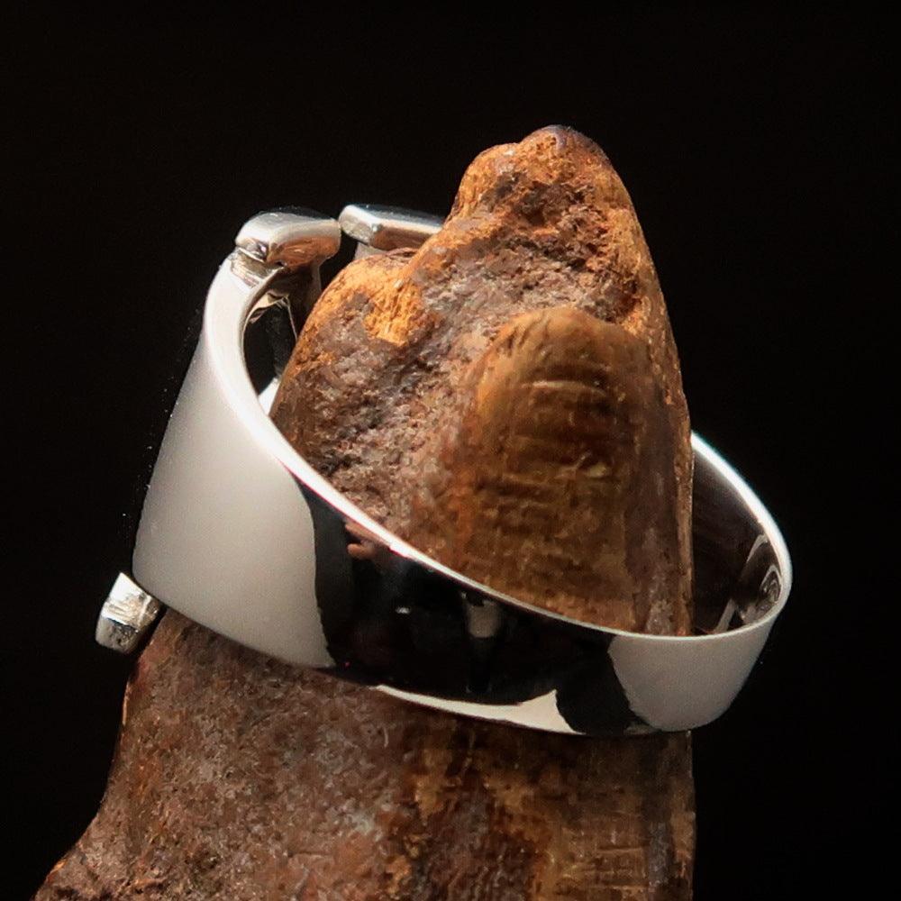 Men's Greek upper case Capital Letter Initial Ring Kappa - Sterling Silver - BikeRing4u