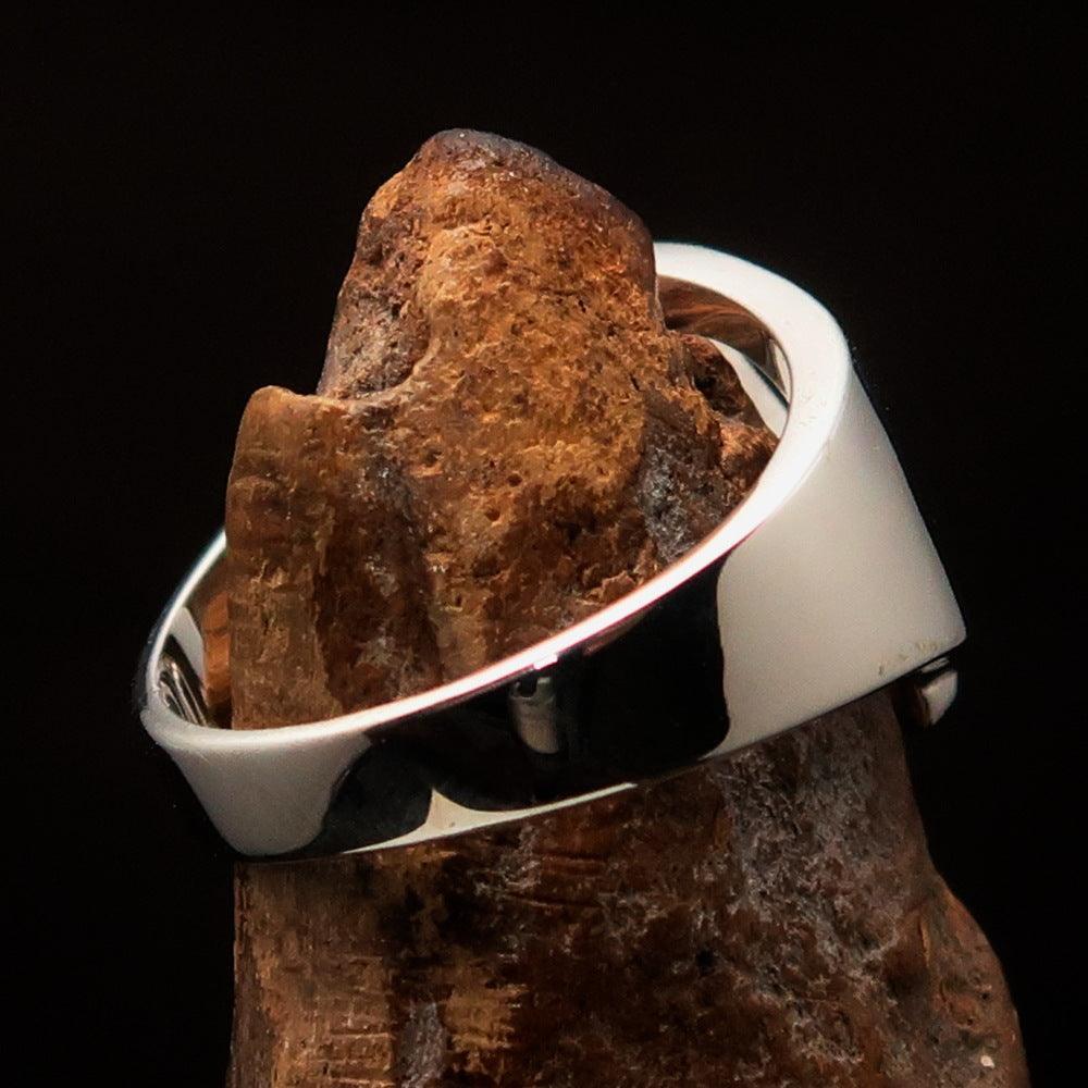 Men's Greek upper case Capital Letter Initial Ring Lambda - Sterling Silver - BikeRing4u