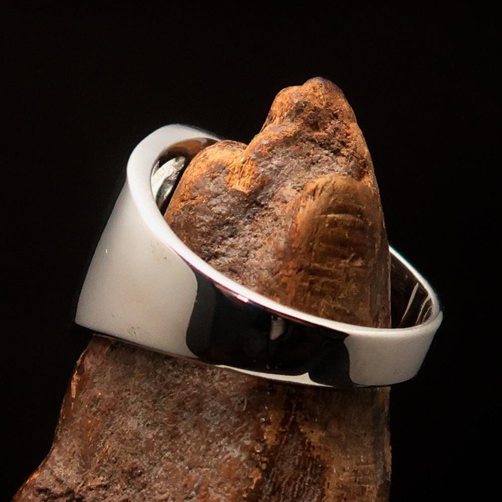 Men's Greek upper case Capital Letter Initial Ring Lambda - Sterling Silver - BikeRing4u