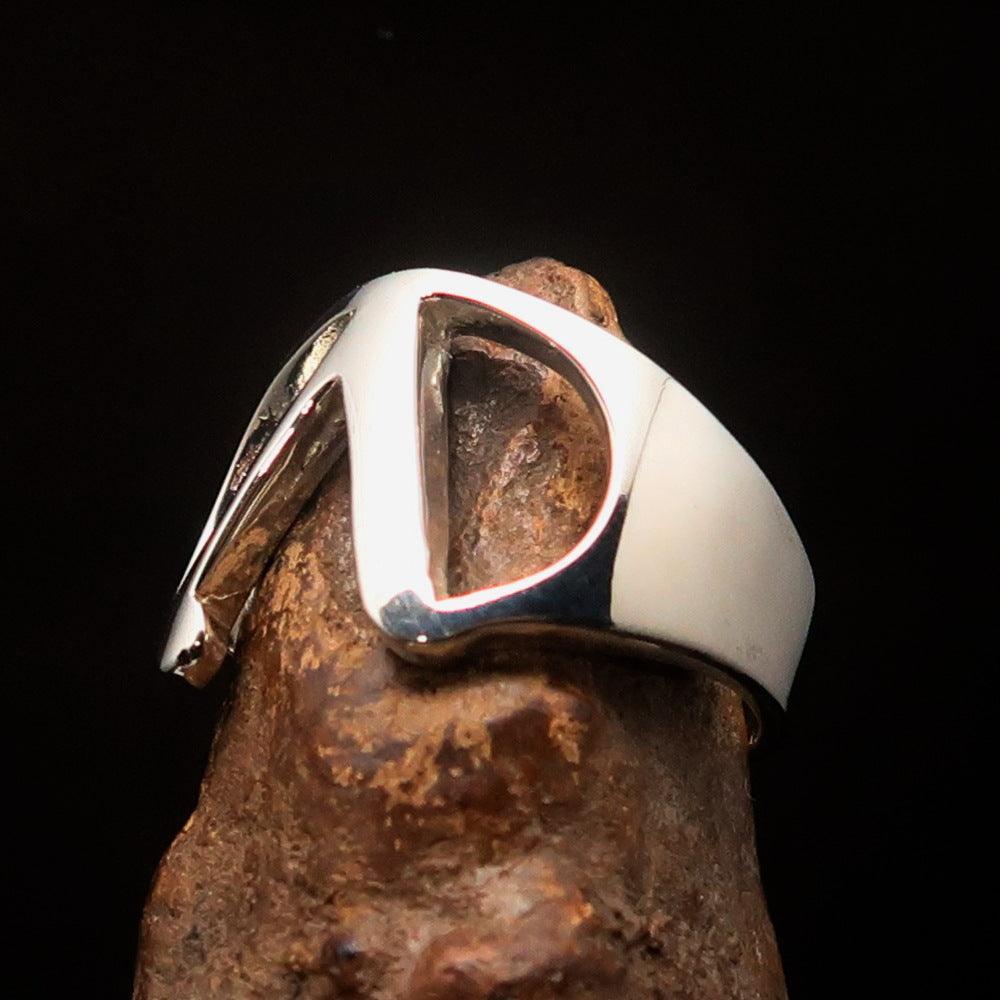 Men's Greek upper case Capital Letter Initial Ring Lambda - Sterling Silver - BikeRing4u