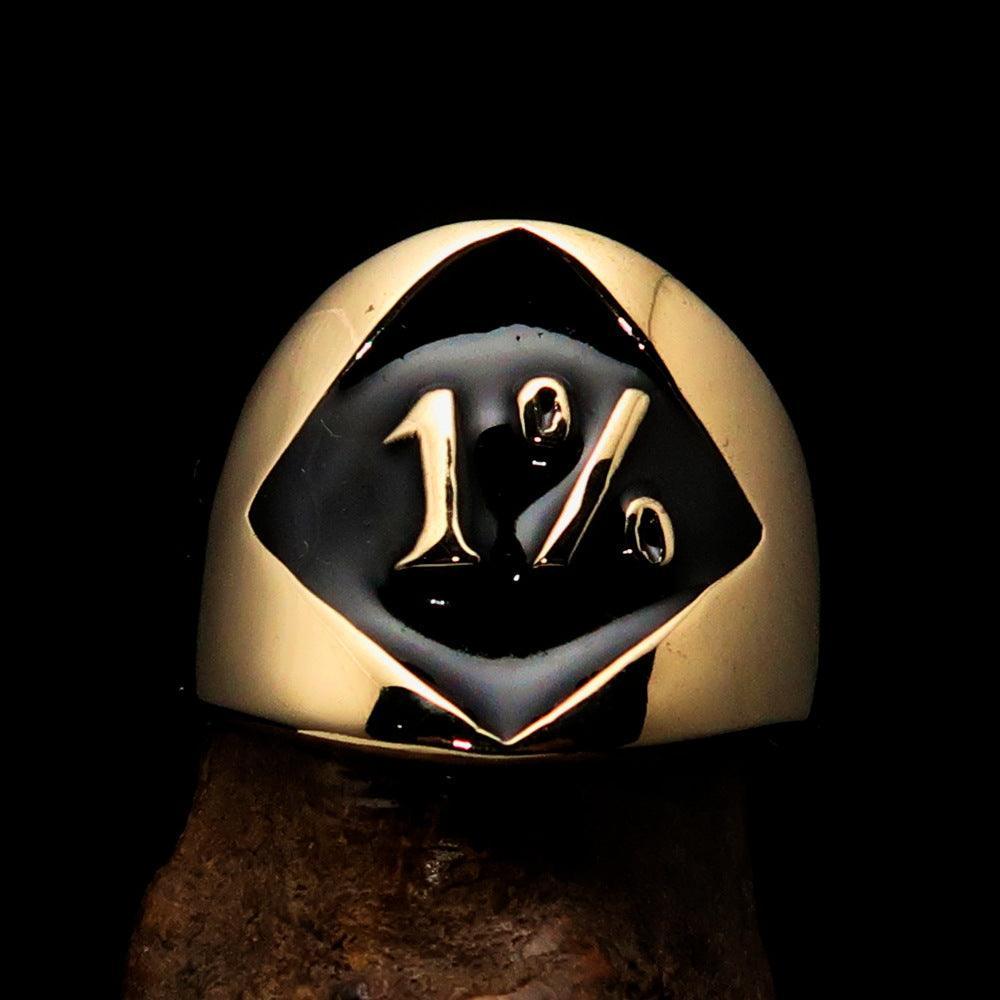 Excellent crafted Men's black Outlaw Biker Ring Diamond 1% - Solid Brass - BikeRing4u