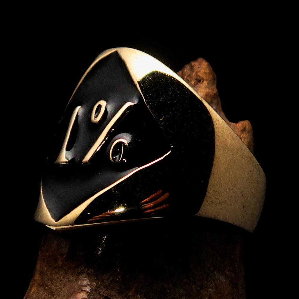Excellent crafted Men's black Outlaw Biker Ring Diamond 1% - Solid Brass - BikeRing4u