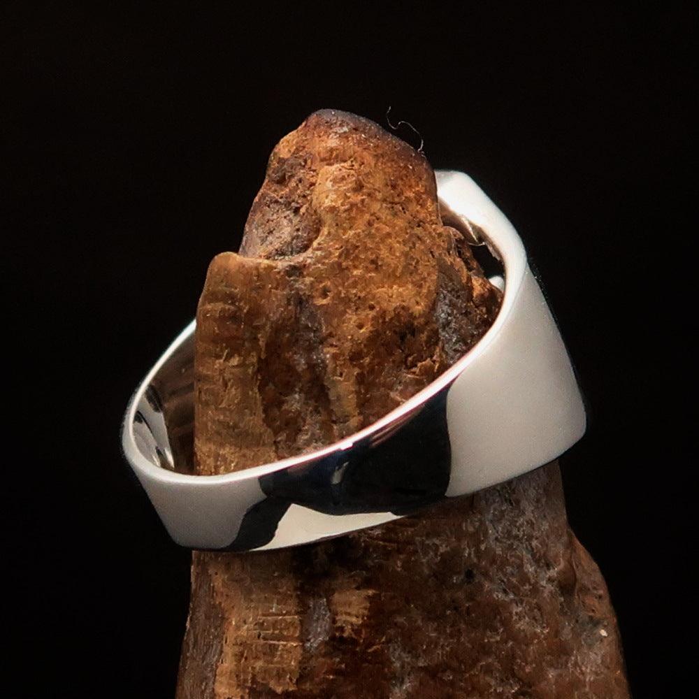 Men's Greek upper case Capital Letter Initial Ring Xi - Sterling Silver - BikeRing4u