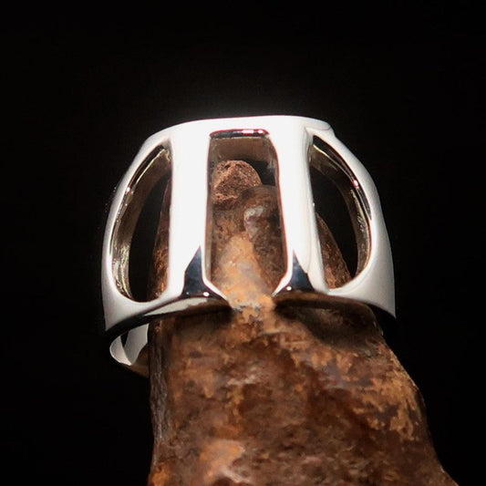 Men's Greek upper case Capital Letter Initial Ring Pi - Sterling Silver - BikeRing4u