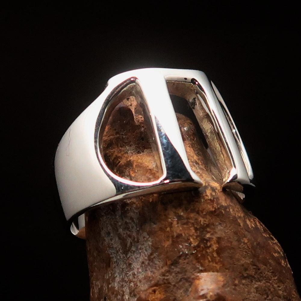 Men's Greek upper case Capital Letter Initial Ring Pi - Sterling Silver - BikeRing4u