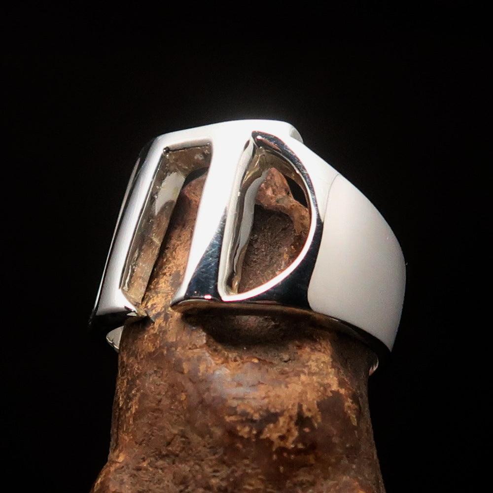 Men's Greek upper case Capital Letter Initial Ring Pi - Sterling Silver - BikeRing4u