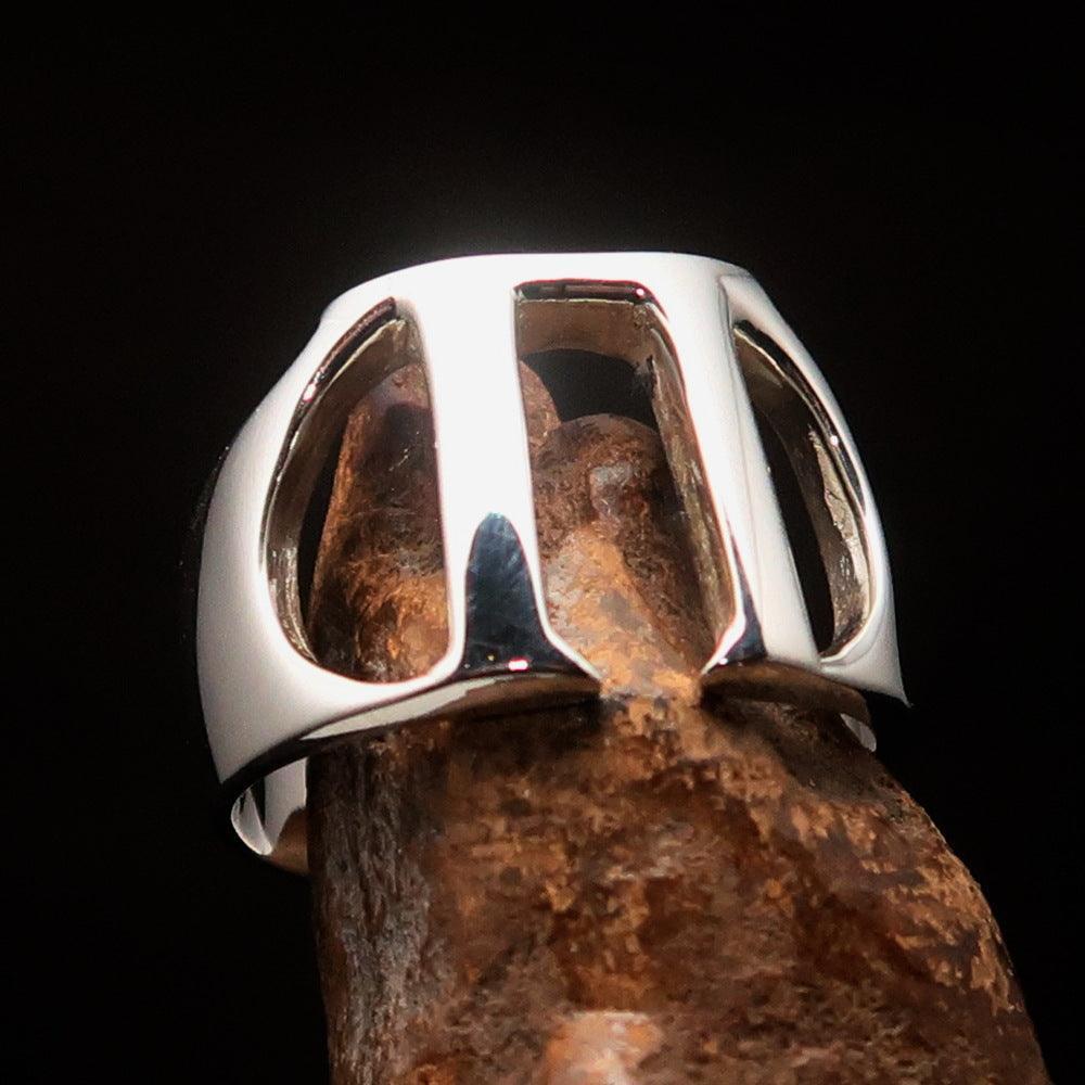 Men's Greek upper case Capital Letter Initial Ring Pi - Sterling Silver - BikeRing4u