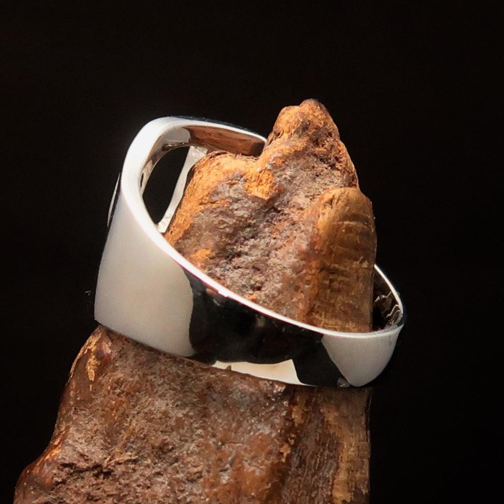 Men's Greek upper case Capital Letter Initial Ring Rho - Sterling Silver - BikeRing4u