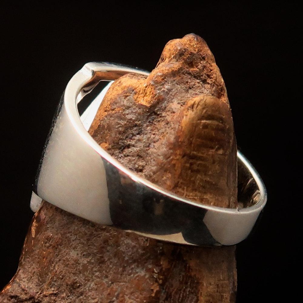 Men's Greek upper case Capital Letter Initial Ring Sigma - Sterling Silver - BikeRing4u