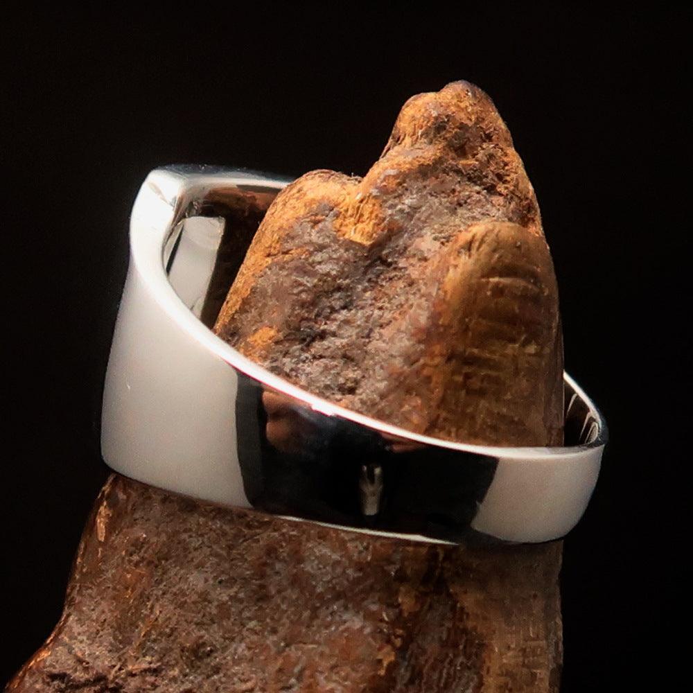 Men's Greek upper case Capital Letter Initial Ring Tau - Sterling Silver - BikeRing4u