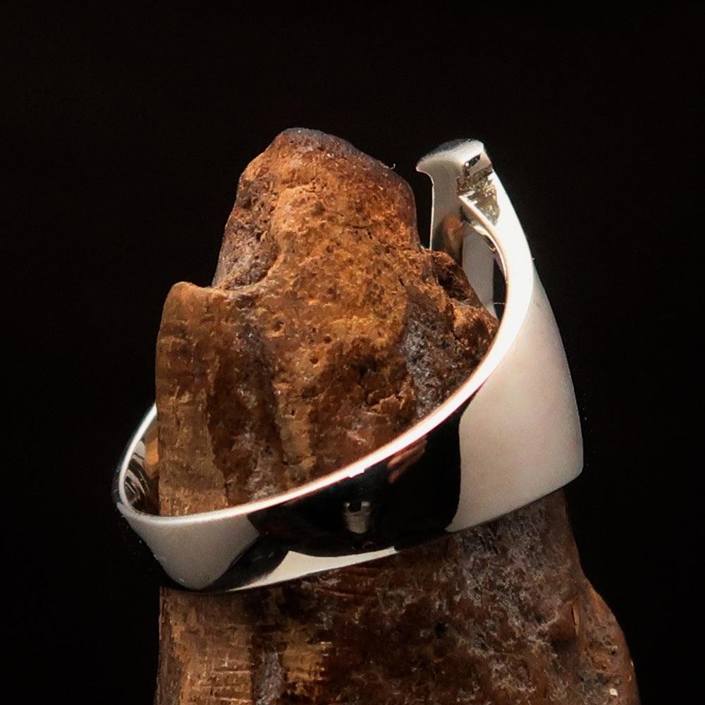 Men's Greek upper case Capital Letter Initial Ring Upsilon - Sterling Silver - BikeRing4u