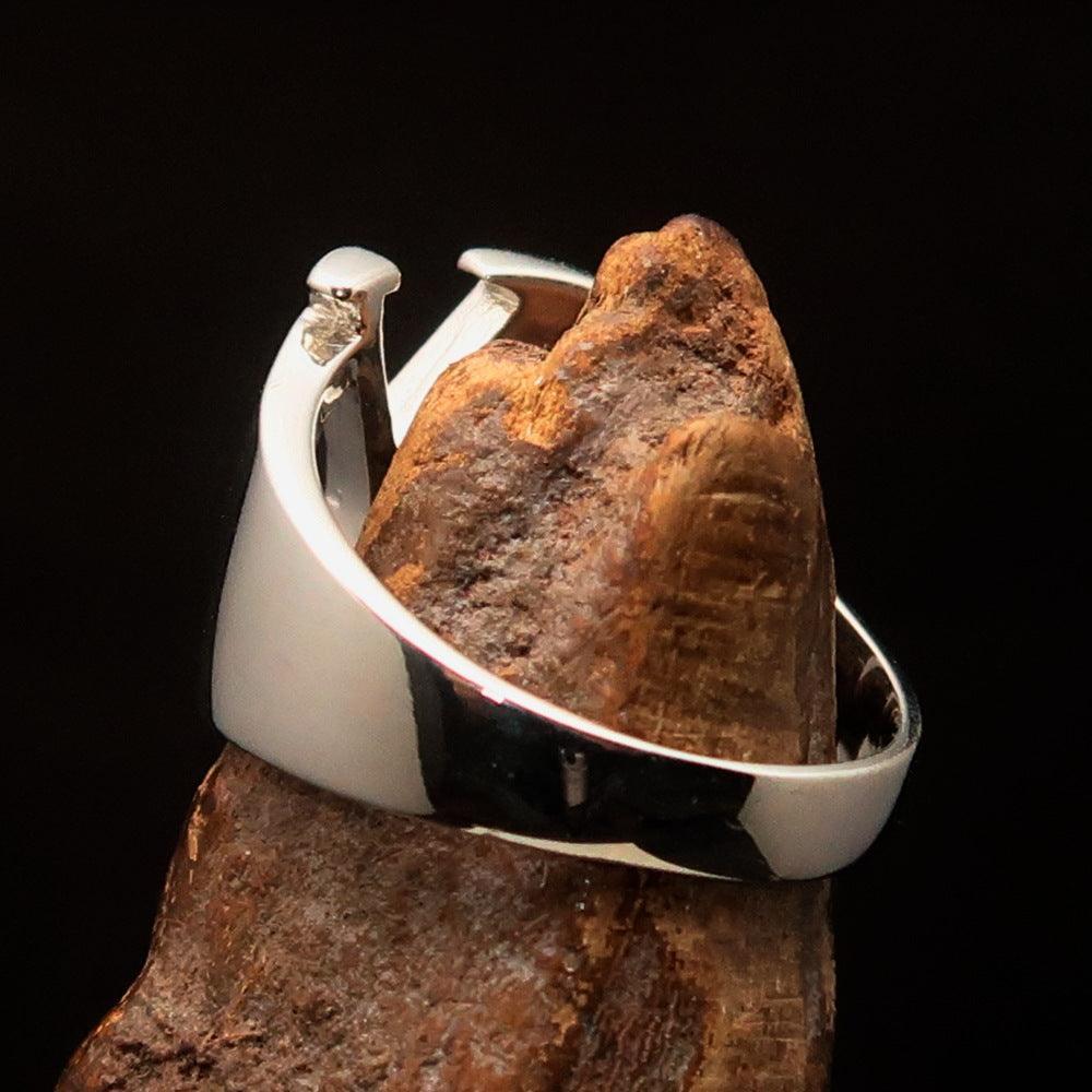 Men's Greek upper case Capital Letter Initial Ring Upsilon - Sterling Silver - BikeRing4u